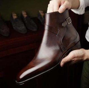 Men's Short Boots with Stylish Buckle Design - Trendha