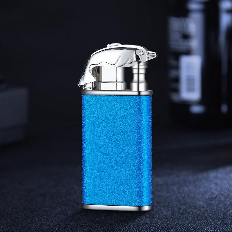 Creative Blue Flame Lighter Dolphin Dragon Tiger Double Fire Metal Winproof Lighter Inflatable Lighter - Trendha