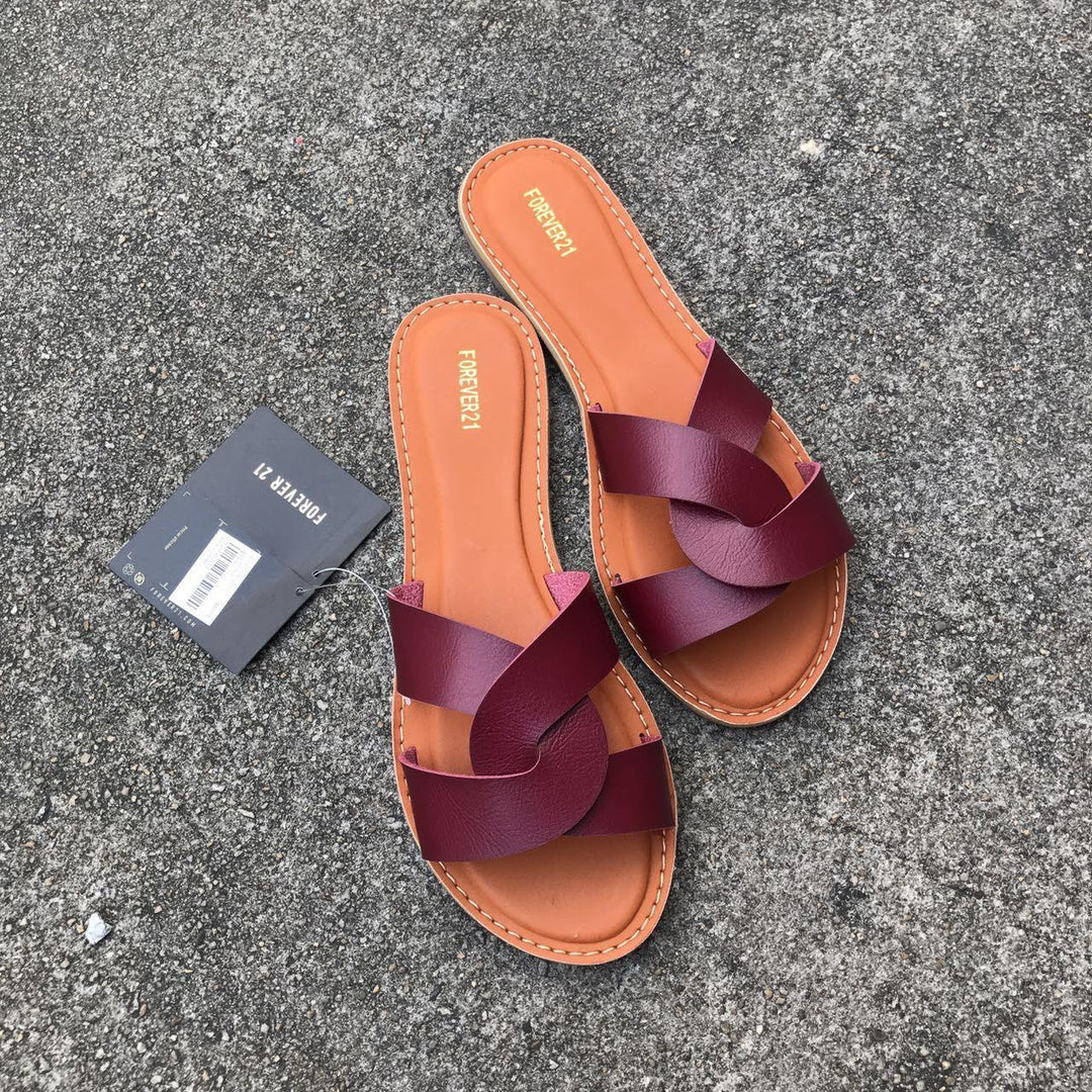 Flat-heeled Casual Women's Slippers With Leather Buckle Plus Size Women's Shoes - Trendha