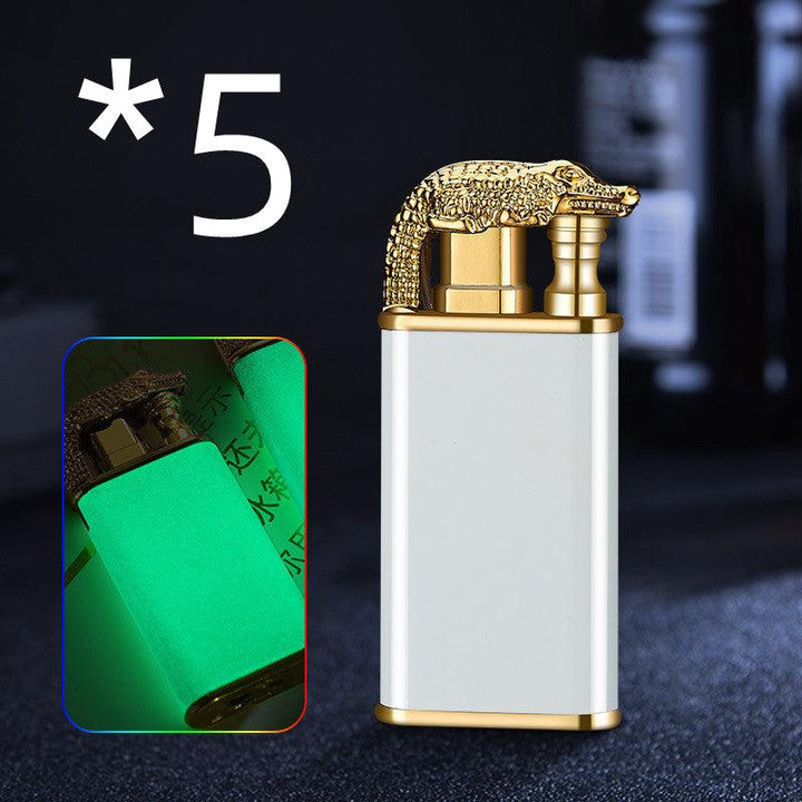 Creative Blue Flame Lighter Dolphin Dragon Tiger Double Fire Metal Winproof Lighter Inflatable Lighter - Trendha