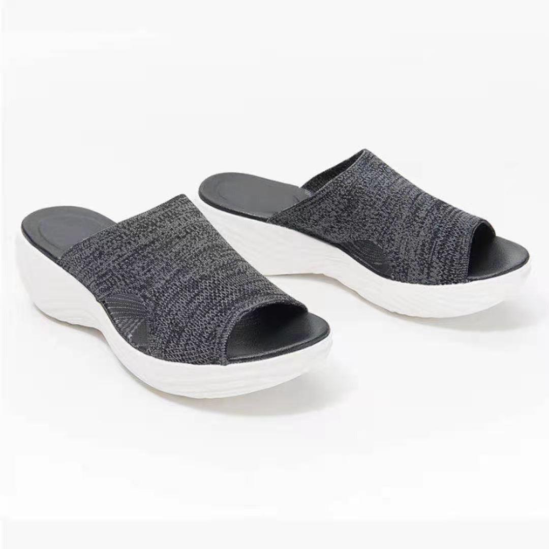 Flat Bottom Fish Mouth Mesh Breathable Ladies Slippers - Trendha