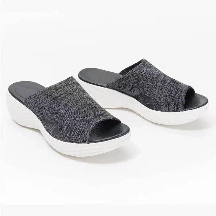 Flat Bottom Fish Mouth Mesh Breathable Ladies Slippers - Trendha