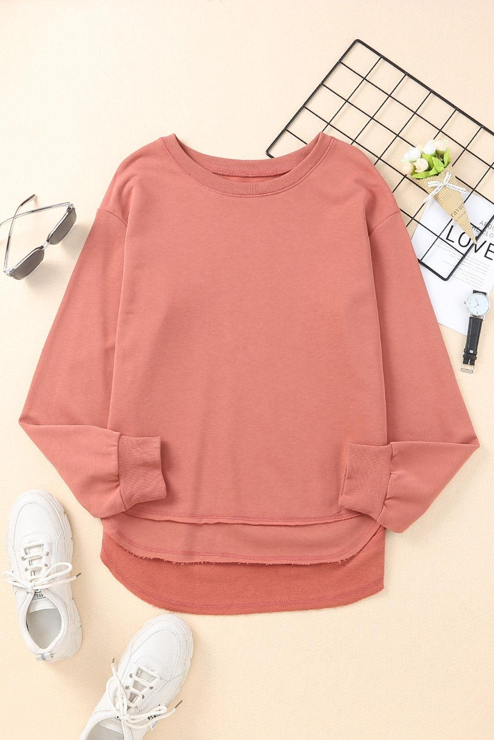 Side Slit Drop Shoulder Sweatshirt - Trendha
