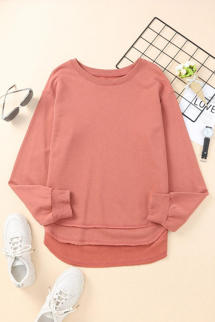 Side Slit Drop Shoulder Sweatshirt - Trendha