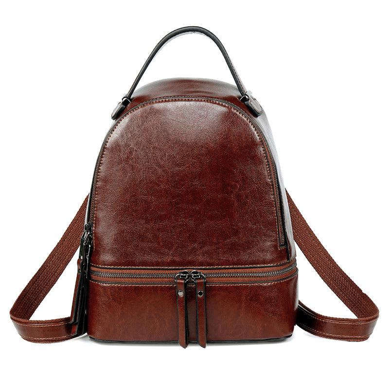 Fashion Temperament Gentle Leather Backpack Fashion Oil Wax Cowhide - Trendha