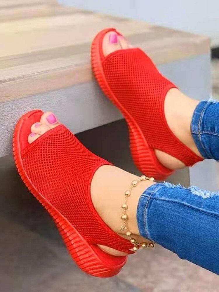 New Style Thick Bottom Mesh Fish Mouth Sports Sandals - Breathable and Lightweight - Trendha