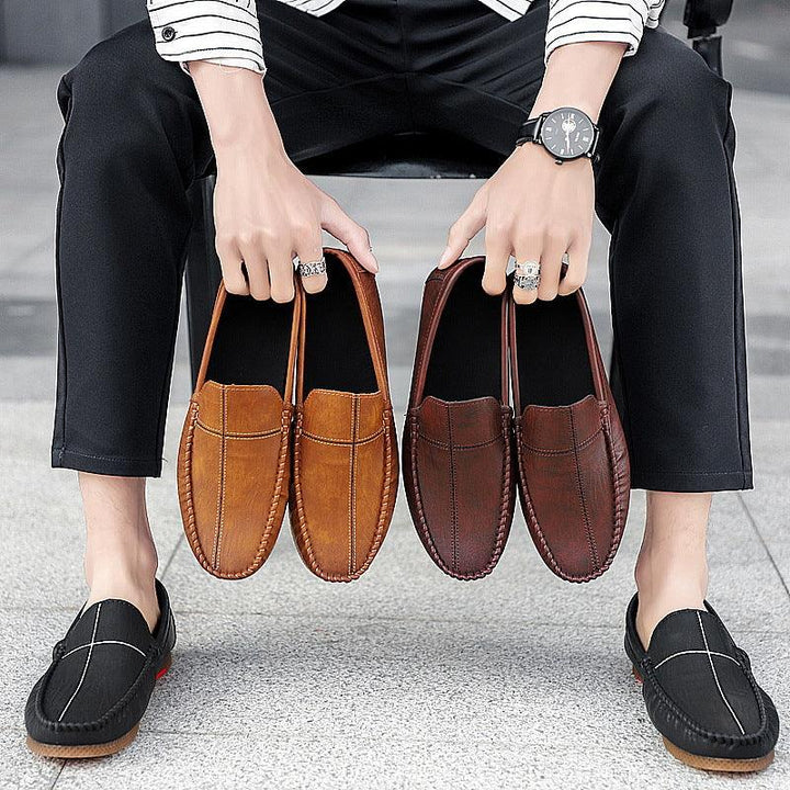 Doudou Men's Casual Lazy Small Leather Lightweight Driving Men's Soft-soled Men's Shoes - Trendha