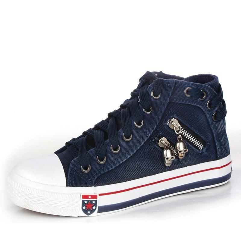 Large Size Flat Lace-up Breathable High-top Women's Shoes - Trendha