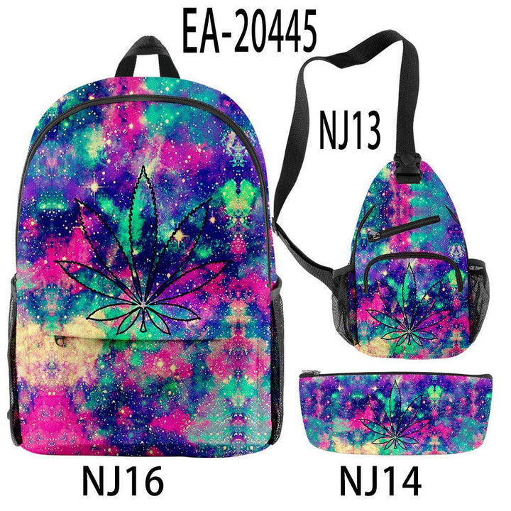 New Hemp Leaf Surrounding 3d Digital Backpack Pen Bag Shoulder - Trendha