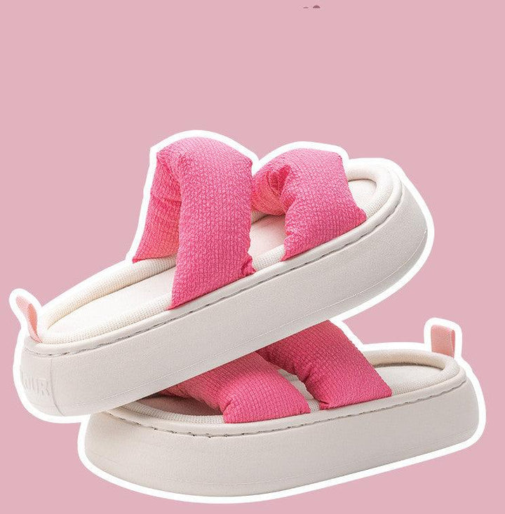Four Seasons Linen Slippers Women's Thick Bottom Indoor Home Furnishing Fabric Art - Trendha