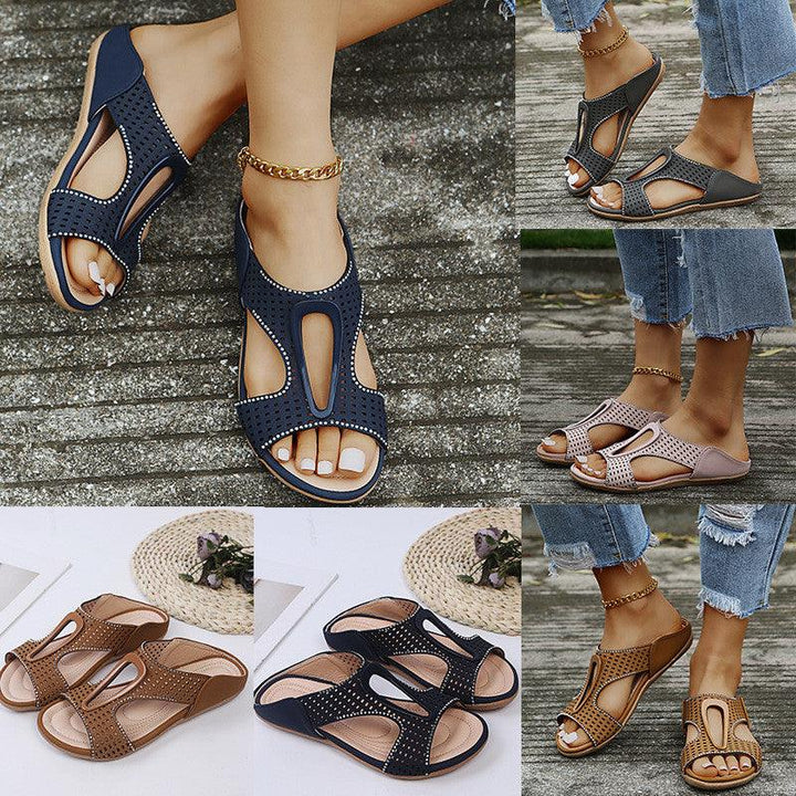 Fashion Rhinestone Hollow Large Size Casual Slippers - Trendha