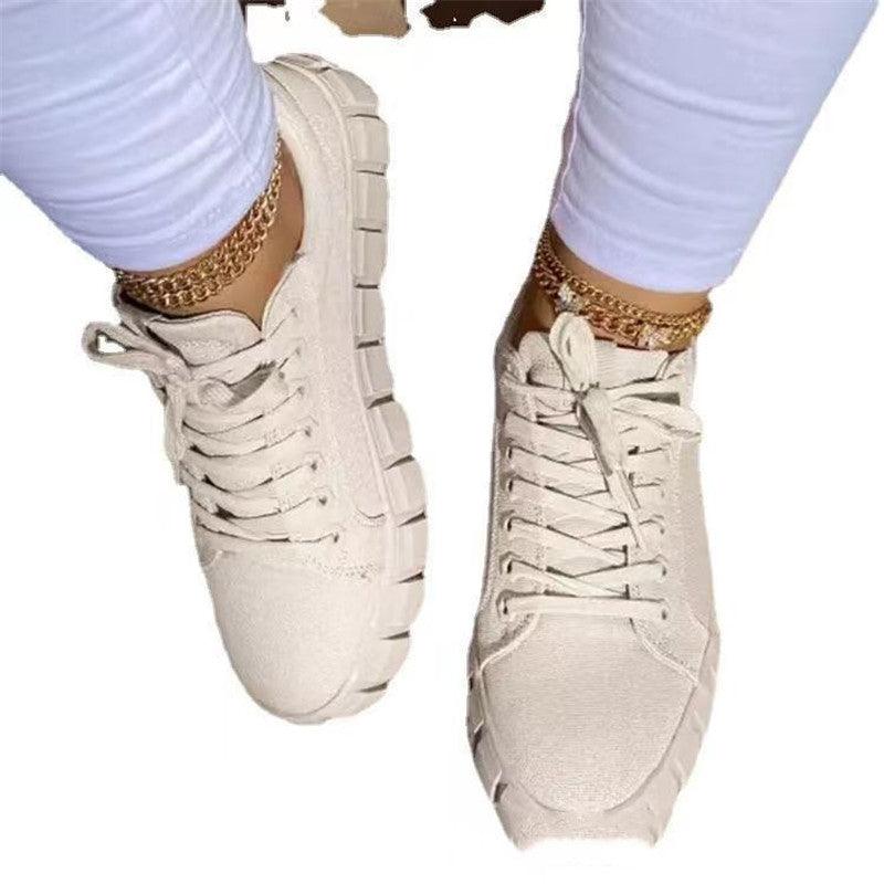 Casual Sports Lace-up Canvas Women's Shoes With Platform - Trendha