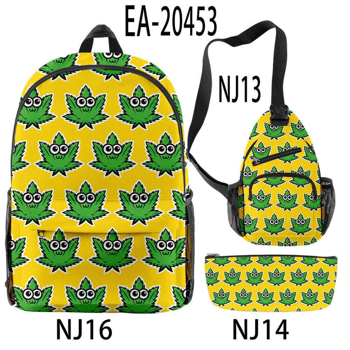 New Hemp Leaf Surrounding 3d Digital Backpack Pen Bag Shoulder - Trendha