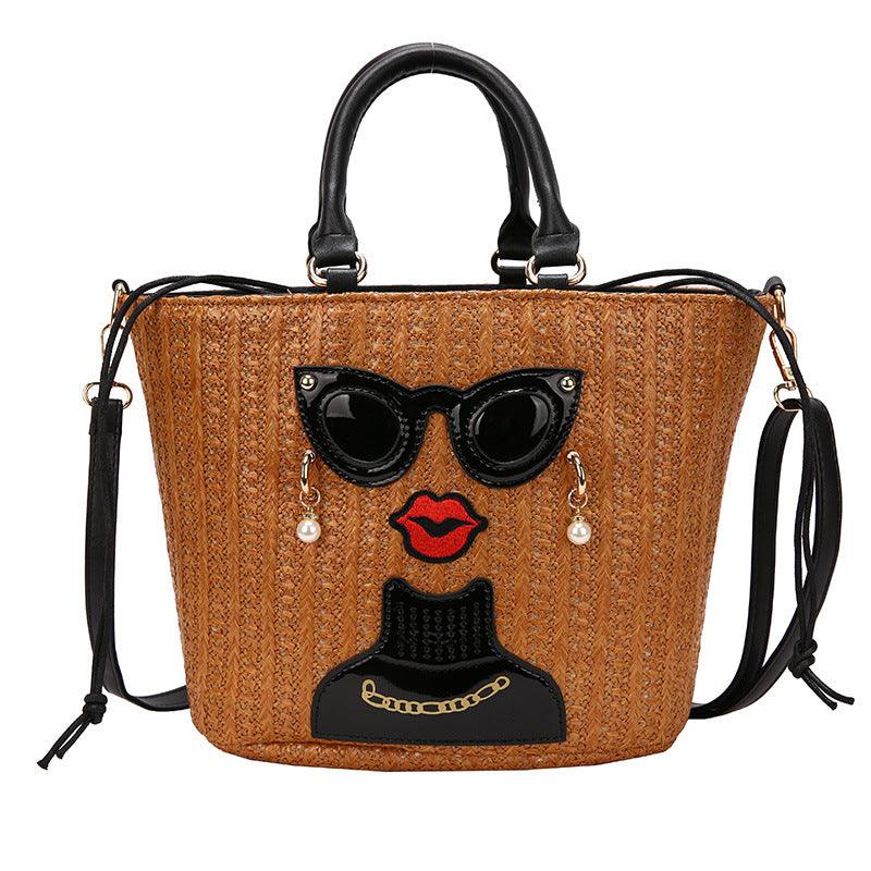 Fashion Cartoon Straw Shoulder Messenger Bag - Trendha
