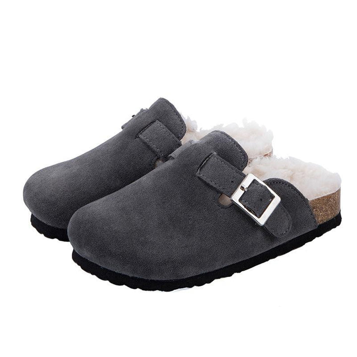 Round Head Comfortable Casual Flat Bottom Plus Fluffy Lazy Half Slippers Female Trend - Trendha