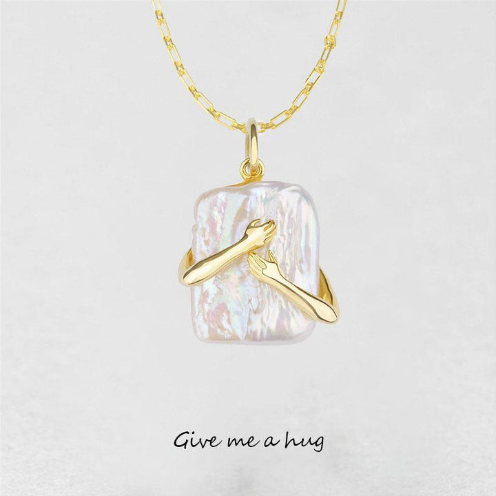 Square Baroque Pearl Couple Pendant Necklace - Trendha