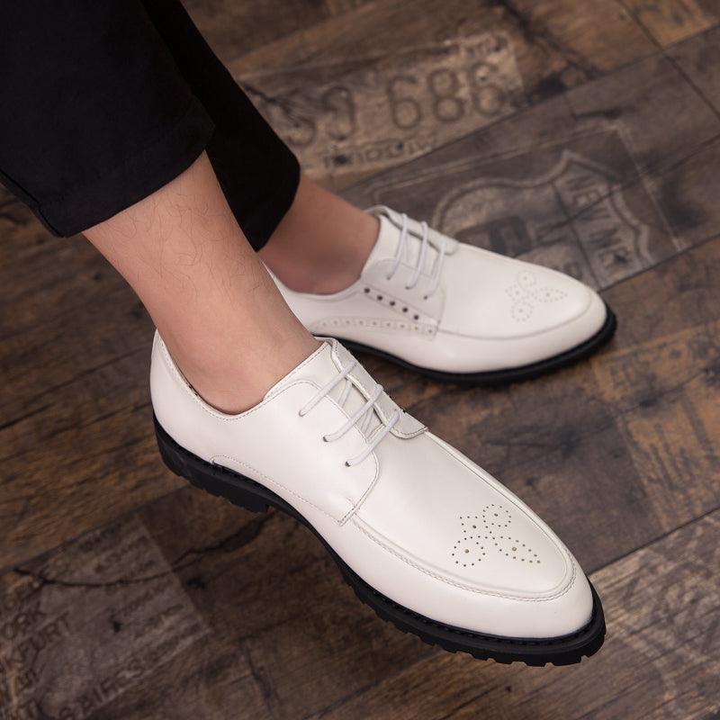 Men's Small Leather Shoes Business Suits British Bullock White Men's Shoes - Trendha