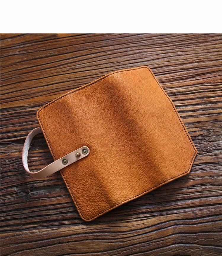 Handmade Men's Genuine Leather Pencil Case Top Layer Cowhide Roll Type - Trendha