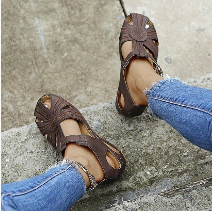 Thick-Soled Velcro Women's Hollow Sandals - Trendha