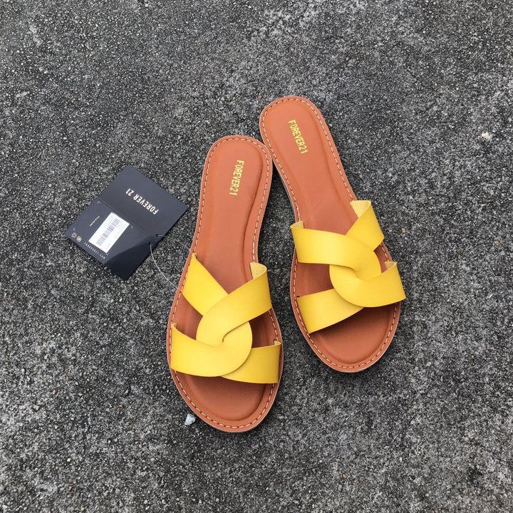 Flat-heeled Casual Women's Slippers With Leather Buckle Plus Size Women's Shoes - Trendha