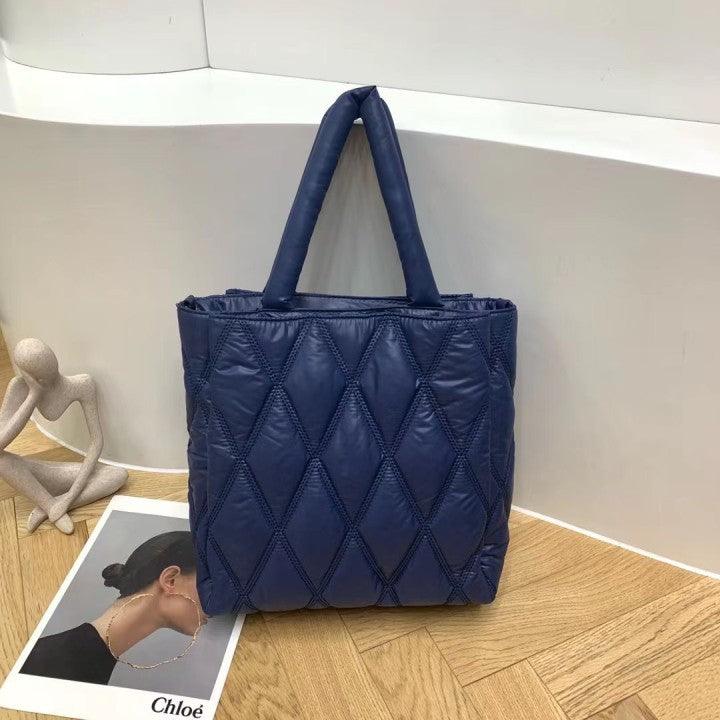 Diamond Check Canvas Women's Bag Large Capacity Padded Messenger Simple Casual One Shoulder - Trendha