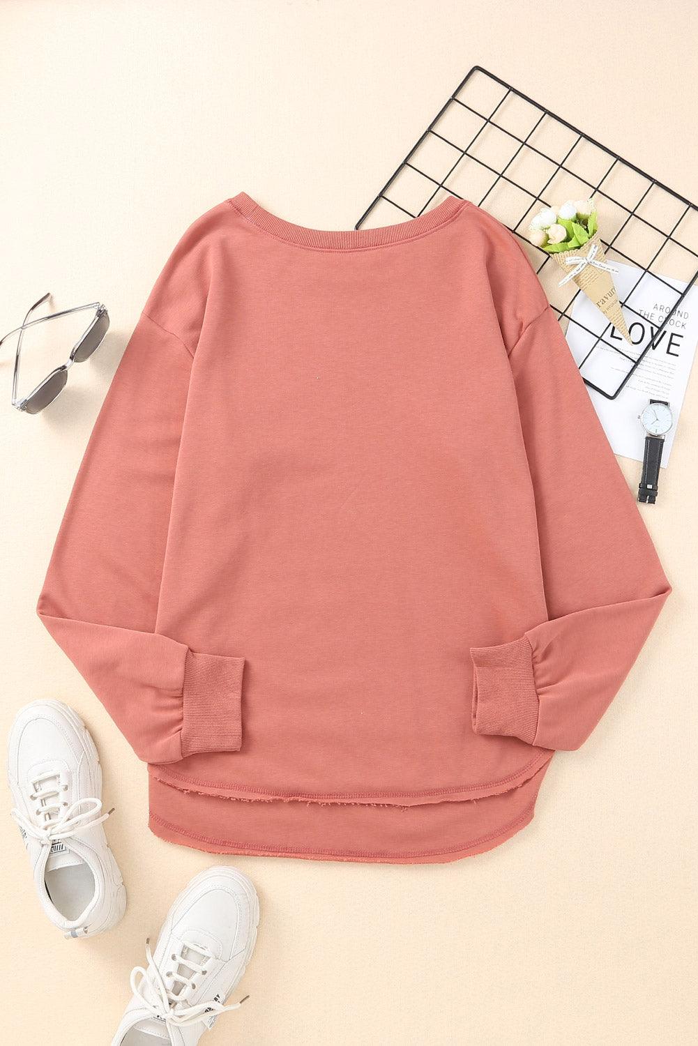 Side Slit Drop Shoulder Sweatshirt - Trendha