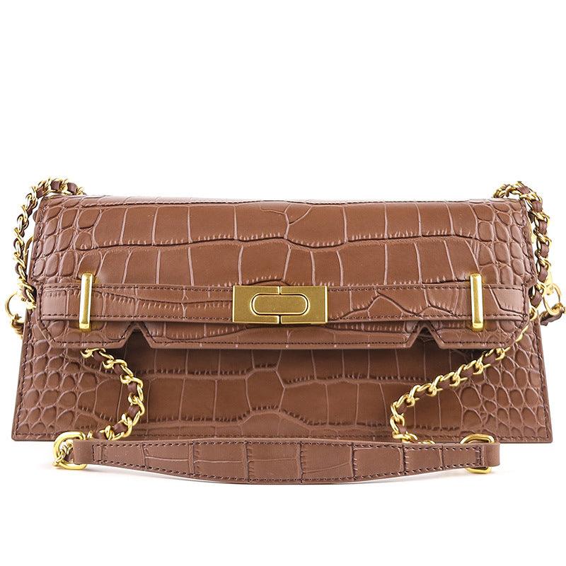 Simple Design Cowhide Chain One-shoulder Diagonal Bag - Trendha