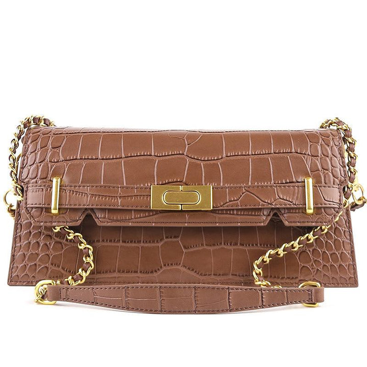 Simple Design Cowhide Chain One-shoulder Diagonal Bag - Trendha