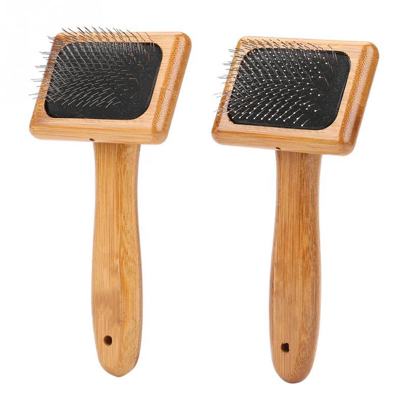 Bamboo Handle Pet Grooming Square Brush - Trendha