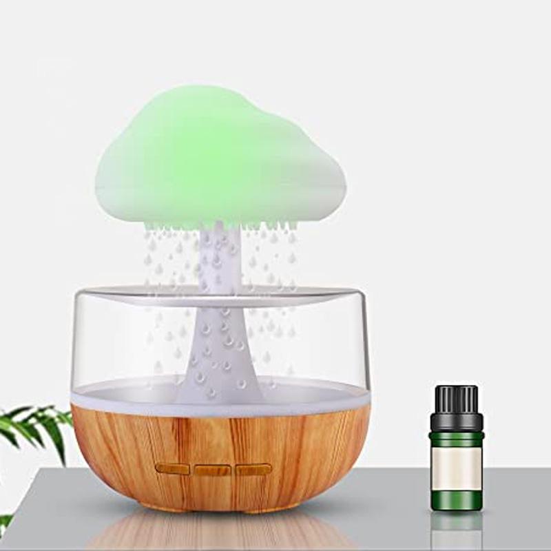 2-in-1 Desk Humidifier Rain Cloud Aromatherapy Essential Oil Zen Diffuser & Raining Cloud Night Light Mushroom Lamp - Trendha