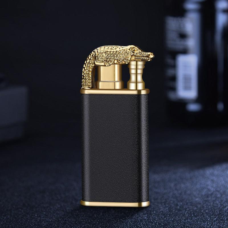 Creative Blue Flame Lighter Dolphin Dragon Tiger Double Fire Metal Winproof Lighter Inflatable Lighter - Trendha