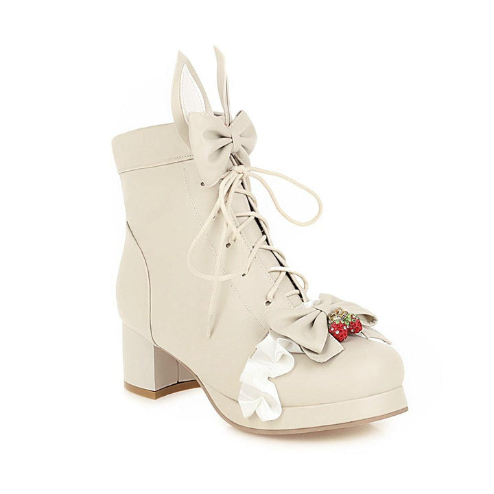 Women's Lolita Short Boots Strawberry Girl Cute Soft Girl Thick-soled Martin Boots - Trendha