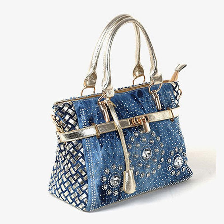 New Diamond-studded Denim Single-shoulder Messenger Bag - Trendha