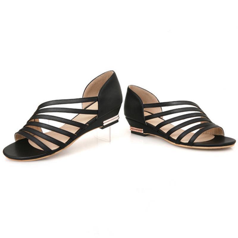 Summer Thin Strap Mid-heel Flat Wedge Casual Ladies Sandals - Trendha