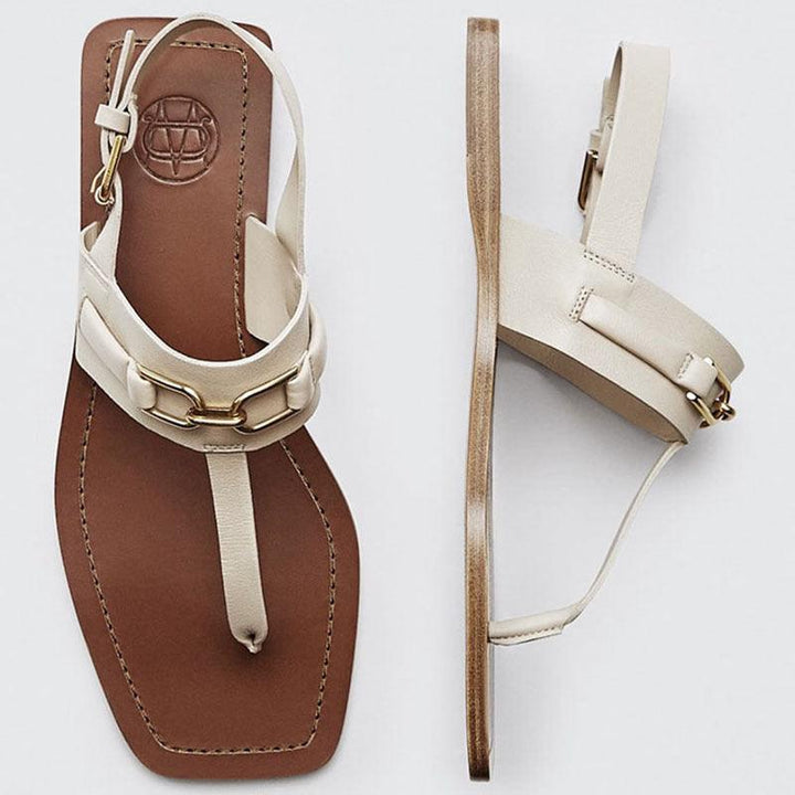 Summer New Products MD Womens Shoes Casual One-word Buckle Flat Flip-flop Sandals - Trendha