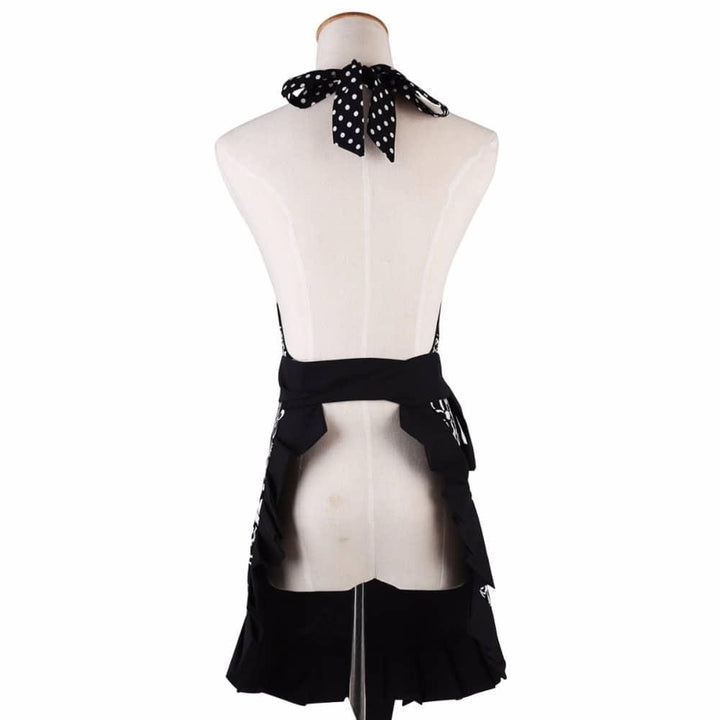 Black Patterned Cotton Apron for Women - Trendha