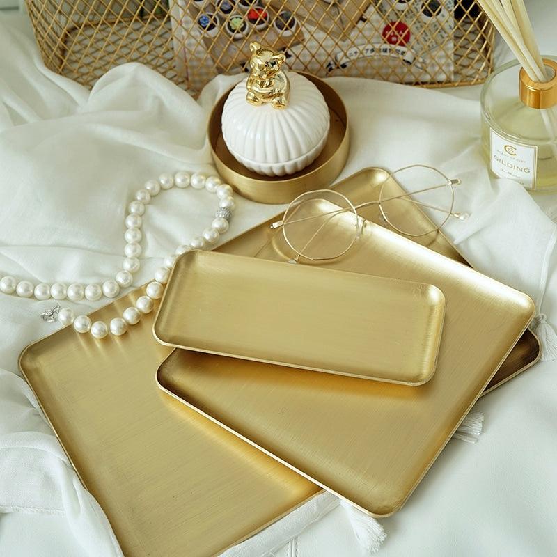 Brushed Metal Rectangular Storage Tray