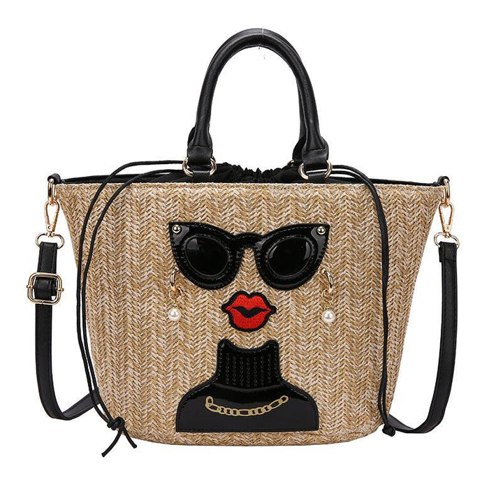 Fashion Cartoon Straw Shoulder Messenger Bag - Trendha