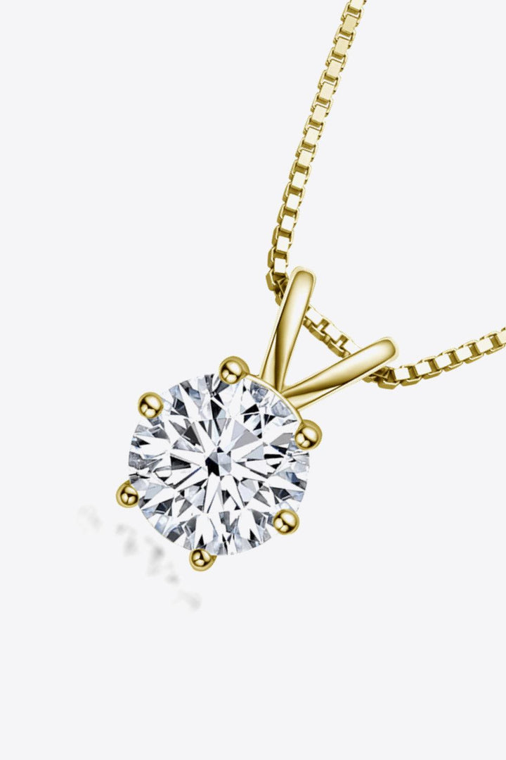 925 Sterling Silver 1 Carat Moissanite Pendant Necklace - Trendha