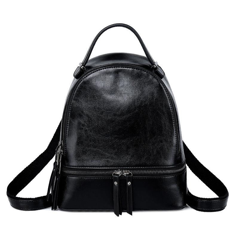 Fashion Temperament Gentle Leather Backpack Fashion Oil Wax Cowhide - Trendha