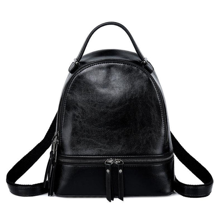 Fashion Temperament Gentle Leather Backpack Fashion Oil Wax Cowhide - Trendha