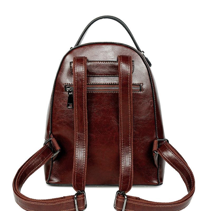Fashion Temperament Gentle Leather Backpack Fashion Oil Wax Cowhide - Trendha