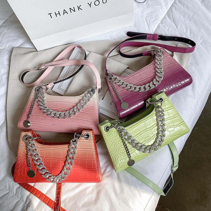 Women's Fashion Stone Pattern Gradient Color Single Shoulder Crossbody Bag - Trendha
