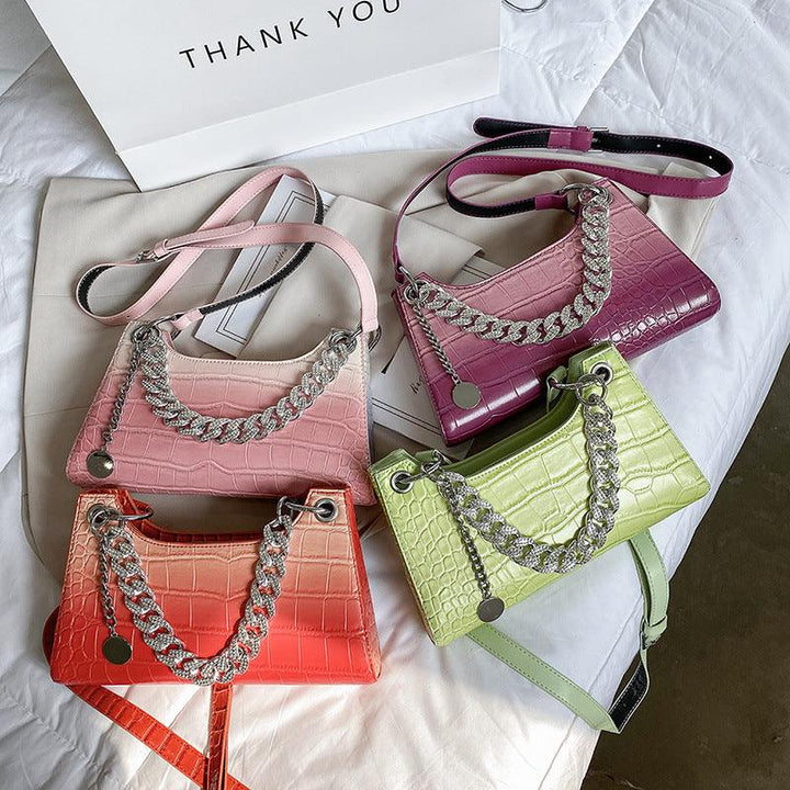 Women's Fashion Stone Pattern Gradient Color Single Shoulder Crossbody Bag - Trendha