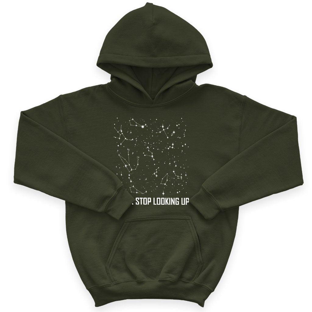 Kids' Sponge Fleece Never Stop Looking Up Hoodie - Constellation Hoodie - Stars Hoodie