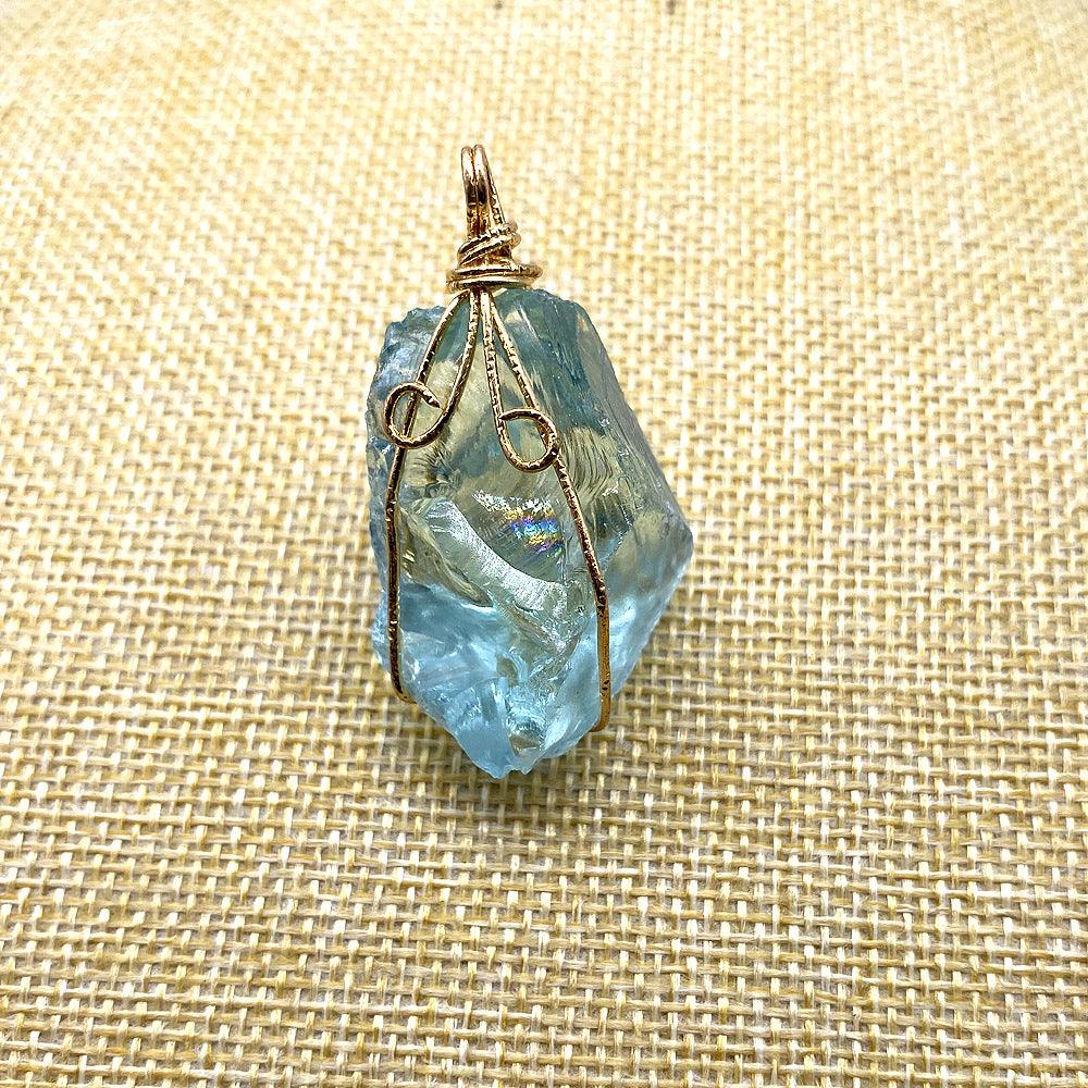 Hand-Wound Twisted Irregular Crystal Rough Stone Necklace - Trendha