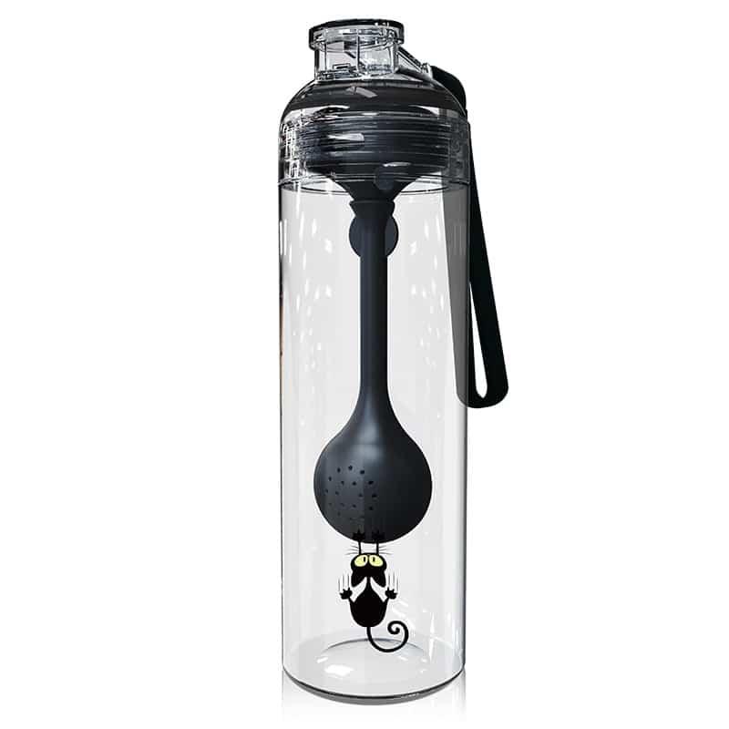 Cat Patterned Water Bottle with Fruit Infuser - Trendha