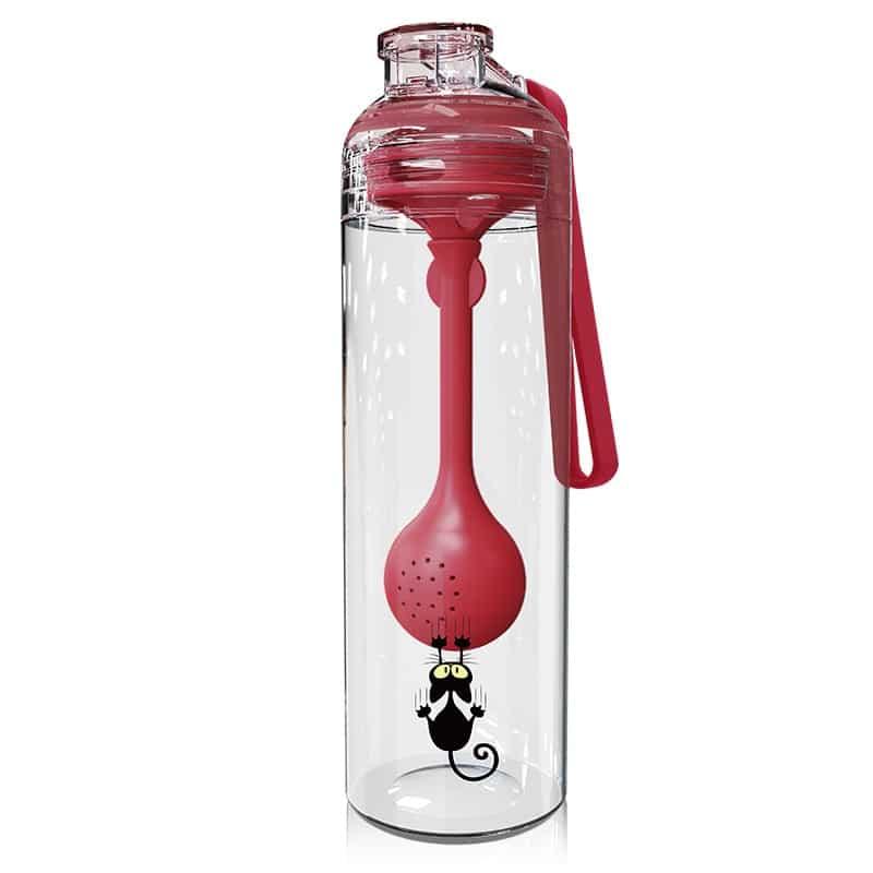 Cat Patterned Water Bottle with Fruit Infuser - Trendha