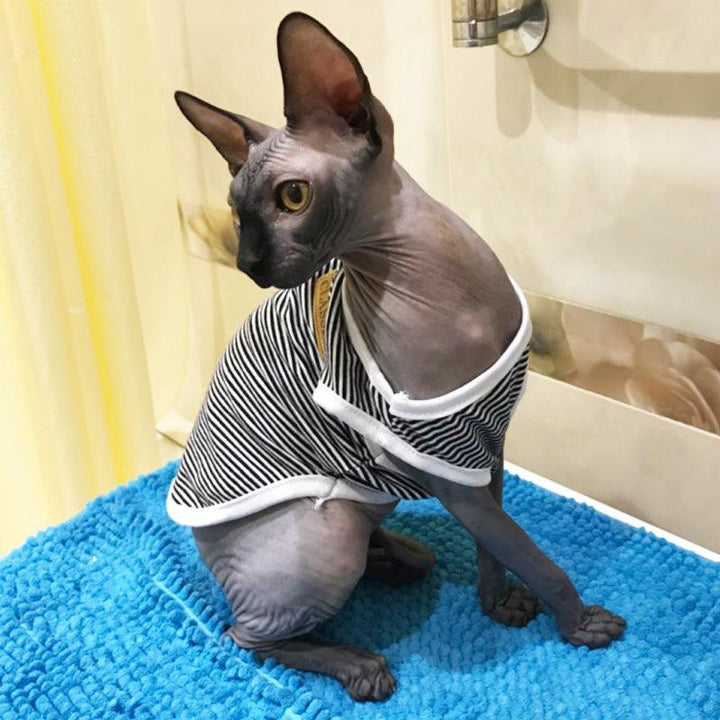 Cat's Summer Striped Cotton T-Shirts - Trendha