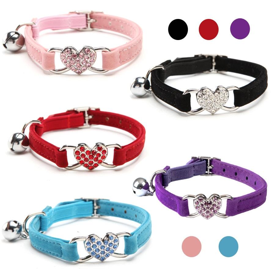 Cats Collar with Bell and Heart-Shaped Decoration - Trendha